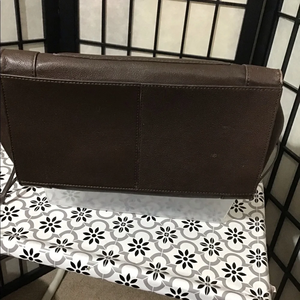 Talbot Leather Tote Handbag /Brass Hardware. Color is Beautiful Chocolate Brown - Picture 6 of 11